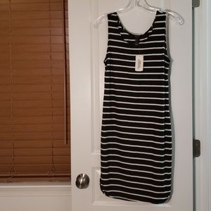 Dolphin hem striped mini dress